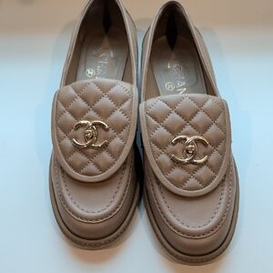 Chic Quilted Loafers in Tan